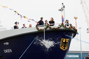 HZA-OL: Zollschiff &quot;Emden&quot; feierlich getauft und in Dienst gestellt Neues Einsatzschiff mit moderner LNG-Antriebtechnik