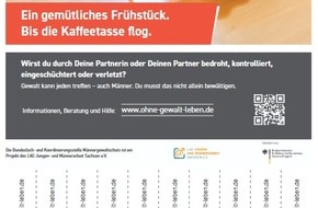 LAG Jungen- und M&auml;nnerarbeit Sachsen e.V. - Bundesfach- und Koordinierungsstelle M&auml;nnergewaltschutz: "Ohne Gewalt leben, Mann": Neue Abrei&szlig;zettel machen Hilfe f&uuml;r gewaltbetroffene M&auml;nner sichtbar
