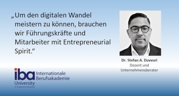 iba - Internationale Berufsakademie der F+U Unternehmensgruppe gGmbH: Gründergeist oder "German Angst"? / Studie dämpft Erwartungen zur Gründungsbereitschaft in Deutschland