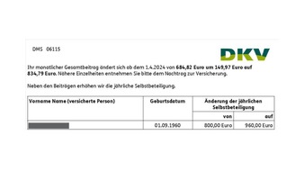 Fachzentrum Finanzen AG & Co.KG: Größte PKV - die DKV - erhöht Prämien zum 01.04.2024 um 150 EUR - Dieter Homburg erklärt, was Betroffene jetzt tun können