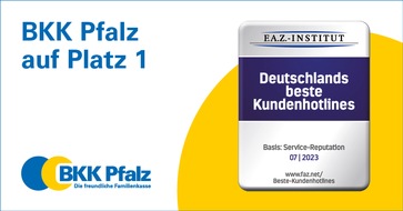 BKK Pfalz: BKK Pfalz setzt Benchmark: Kundenhotline ist Nr. 1 bei den gesetzlichen Krankenkassen