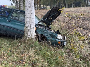 FFW Fredenbeck: PKW fährt gegen Baum / Fahrer verletzt