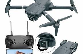 PEARL GmbH: Simulus Faltbare WLAN-Drohne GH-300.fpv mit Brushless-Motor, interpolierte 4K-Live-View-Kamera: Einfach abheben und die Flugshow live auf dem Mobilgerät betrachten