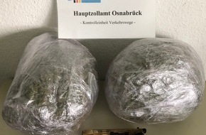 Hauptzollamt Osnabrück: HZA-OS: 2.000 Gramm Marihuana sichergestellt; Osnabrücker Zoll nimmt Drogenkurier fest