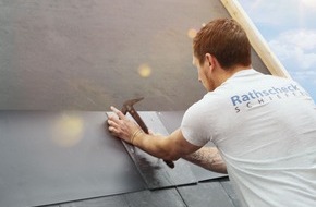 Rathscheck Schiefer: G&uuml;nstiger bauen und sanieren: Rathscheck Schiefer verbindet mit der innovativen UltraRechteck-Deckung &Ouml;kologie mit &Ouml;konomie - Premiere auf der Handwerker-Leitmesse "Dach und Holz" in K&ouml;ln
