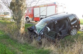 Polizeiinspektion Nienburg / Schaumburg: POL-NI: Nach Überholmanöver frontal gegen Baum geprallt