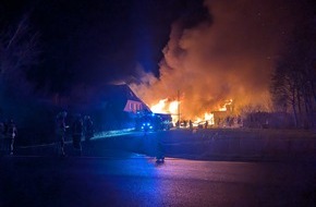 Polizeidirektion Flensburg: POL-FL: Reu&szlig;enk&ouml;ge: Wirtschaftsgeb&auml;ude in Vollbrand