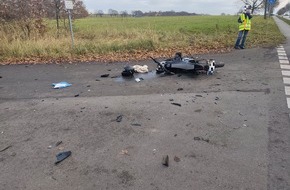 Polizeiinspektion Stade: POL-STD: 16-jähriger Motorradfahrer bei Unfall auf der Bundesstraße 3 in Ketzendorf leicht verletzt