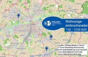 Polizeipräsidium Hamm: POL-HAM: Wohnungseinbruchsradar Hamm für die Woche vom 7. Februar bis 13. Februar 2022