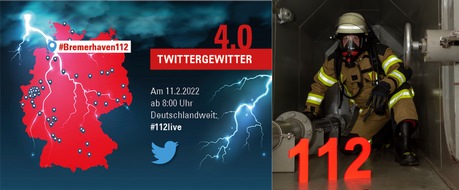 Feuerwehr Bremerhaven: FW Bremerhaven: Tag des europäischen Notrufs: Twittergewitter bei deutschlands Berufsfeuerwehren