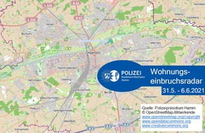 Polizeipräsidium Hamm: POL-HAM: Wohnungseinbruchsradar Hamm für die Woche 31.05.2021 bis 06.06.2021