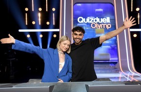 ARD Das Erste: Social-Media-Sternchen gegen den Olymp: Anna Engelschall und Younes Zarou bei Esther Sedlaczek / "Quizduell-Olymp" am Freitag, 19. Mai, 18:50 Uhr im Ersten