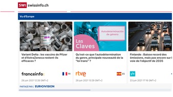 SWI swissinfo.ch: Ce qui touche le public en Europe / SWI swissinfo.ch lance "Vu d'Europe" en collaboration avec plusieurs médias européens