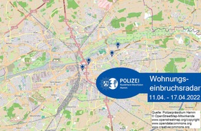 Polizeipräsidium Hamm: POL-HAM: Wohnungseinbruchsradar Hamm für die Woche vom 11. April bis 17. April 2022