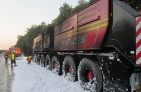 Polizeiinspektion Harburg: POL-WL: Schwerlasttransport geriet während der Fahrt in Brand