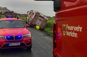 Feuerwehr Iserlohn: FW-MK: Verkehrsunfall mit Löschfahrzeug
