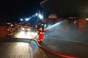 Kreisfeuerwehrverband Rendsburg-Eckernförde: FW-RD: Aktualisierung zur Meldung"Grossbrand einer Werkstatt auf einem Bauernhof in Bargstedt"