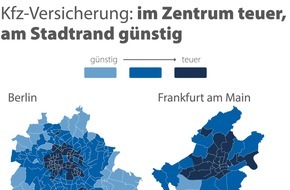 CHECK24 GmbH: Kfz-Versicherung: Gleiche Stadt, andere PLZ - bis zu 19 Prozent Beitragsunterschied
