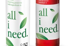 Krombacher Brauerei GmbH & Co.: "all i need." - Grüntee-Erfrischungsgetränk nun auch in Deutschland / Bio, fairtrade, vegan / Leadprodukt einer neuen Getränkegeneration aus Österreich