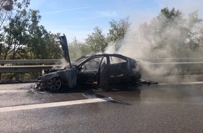 Polizeidirektion Neustadt/Weinstraße: POL-PDNW: Polizeiautobahnstation Ruchheim - PKW-Vollbrand auf der A65