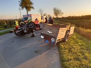 POL-STD: 78-jähriger Fahrer eines Motorradgespanns bei Unfall im Alten Land schwer verletzt