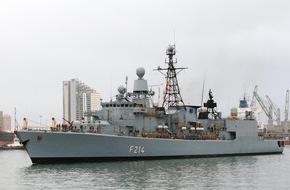 Presse- und Informationszentrum Marine: Nach "Atalanta" und "Good Hope" Kurs Richtung Wilhelmshaven - Fregatte "Lübeck" kehrt zurück (BILD)