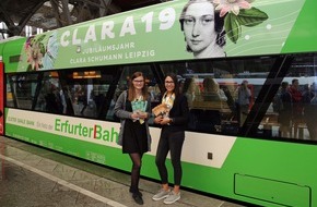 Leipzig Tourismus und Marketing GmbH: Clara Schumann in Leipzig - CLARA19-Zug der Erfurter Bahn wirbt für das Jubiläumsjahr 2019
