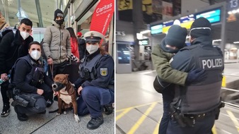 Bundespolizeidirektion München: Bundespolizeidirektion München: Diensthundeführer trifft auf Kampfhund - Ungewöhnliche Zeiten - Menschlichkeit siegt