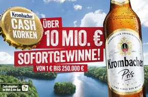 Krombacher Brauerei GmbH & Co.: Neues Jahr, neues Gewinnglück - Krombacher Cash-Korken sind wieder da