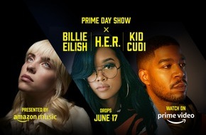 Amazon.de: Amazon zeigt Prime Day Show mit Billie Eilish, H.E.R. und Kid Cudi als dreiteiligen Musikevent für Fans auf der ganzen Welt