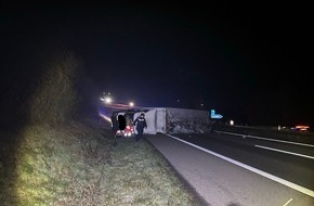 Polizeidirektion Landau: POL-PDLD: A65/AS LD-Nord - LKW-Unfall mit Vollsperrung der A65 (Nachtrag zu POL-PDLD: LKW-Unfall mit Vollsperrung der A65 | Presseportal