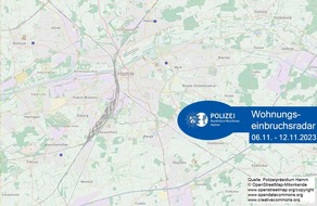 Polizeipräsidium Hamm: POL-HAM: Wohnungseinbruchsradar Hamm für die Woche vom 6. November bis 12. November