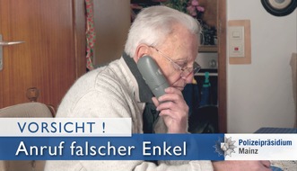 Polizeipräsidium Mainz: POL-PPMZ: Aufmerksame Seniorin durchschaut Enkeltrick, Polizei warnt vor Anrufern