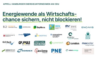 Green Planet Energy eG: PM: Breite Allianz Hamburger Energieunternehmen fordert sichere Zukunft f&uuml;r Erneuerbare