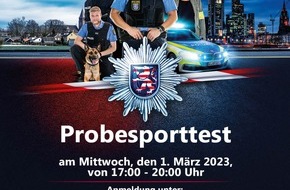 Polizeipr&auml;sidium Nordhessen: POL-KS: Polizei bietet am 1. M&auml;rz Probesporttest in Kassel an: Jetzt anmelden - Pl&auml;tze sind begrenzt