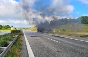 Polizeiinspektion Wismar: POL-HWI: Autobahn 20 nach Pkw Brand zeitweise voll gesperrt