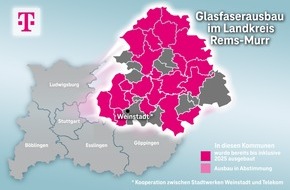 Deutsche Telekom AG: Telekom bleibt treibende Kraft beim Glasfaserausbau im Rems-Murr-Kreis