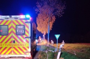Polizeiinspektion Stade: POL-STD: Drei zum Teil schwerverletzte Fahrzeuginsassen bei Unfall zwischen Bliedersdorf und Horneburg