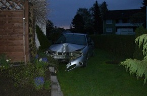 Polizeiinspektion Hameln-Pyrmont/Holzminden: POL-HOL: Bevern - Sollingbreite: Wie kommt der PKW in den Garten? -	Fahrer blieb unverletzt / Hoher Sachschaden -