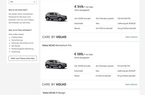 AutoScout24: AutoScout24 gewinnt Care by Volvo als neuen Kooperationspartner für Auto-Abo-Modelle auf seiner Plattform