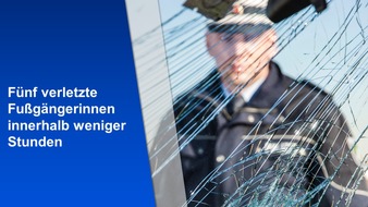 Polizeipräsidium Oberhausen: POL-OB: Fünf verletzte Fußgängerinnen in fünf Stunden