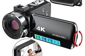 PEARL GmbH: Somikon 4K-UHD-Camcorder DV-890K mit 16-fachem Zoom, WLAN, Full-HD mit 60 B./Sek: Wichtige Ereignisse in 4K-UHD-Videos festhalten