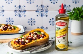 Deoleo: Bertolli revolutioniert das Ölregal: Erstes Bratolivenöl in innovativer Dosierflasche - für eine handliche und präzise Dosierung