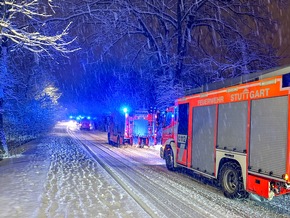 FW Stuttgart: Feuerwehr Stuttgart aufgrund von Schneefall im Einsatz