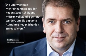 Bund der Steuerzahler Nordrhein-Westfalen e.V.: BdSt NRW fordert: Unerwartete Mehreinnahmen des Landes zum Schuldenabbau nutzen