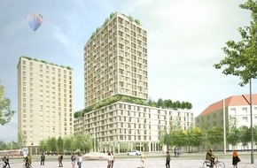 BPD Immobilienentwicklung GmbH: Nürnberg erhält ein Holzhybrid-Hochhaus mit Tiny Forest im Süden der Stadt direkt neben dem N-ERGIE Bestandsturm