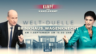 PREMIUM-Gruppe GmbH: "Kampf ums Kanzleramt" auf dem Nachrichtensender WELT: Drei Duelle in der kommenden Woche