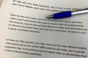 Polizei Bochum: POL-BO: Bochum/Herne/Witten / Beim Konsum von Pornos gefilmt! - Warnung vor übler Erpressungsmasche