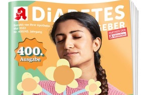 Wort & Bild Verlag - Verlagsmeldungen: 400 Ausgaben: Jubiläum für den Diabetes Ratgeber / Die Mai-Ausgabe 2022 des Apothekenmagazin Diabetes Ratgeber überrascht mit frischen Impulsen.