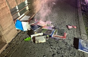 Landespolizeiinspektion Nordhausen: LPI-NDH: N&auml;chtlicher Feuerwehreinsatz an Schule - B&uuml;cher geraten in Brand